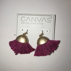 maroon tassel earrings